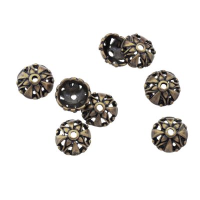 Campana Pewter Ocre Pavonado Labrada 14mm. Venta por 6 Unidades