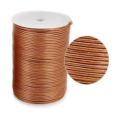 Cuero redondo India Cobre Metalizado 5043 2mm. Venta por 5 Metros