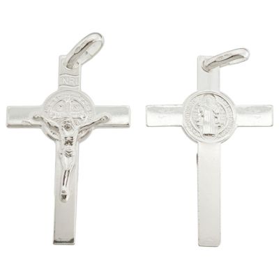 Dije Plata 925 Cruz Cristo San Benito 52mm. Venta por Unidad