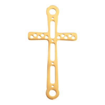 Herraje Cruz Acero Inoxidable Baño Dorado 304 3 Lineas 40mm. Venta por Unidad