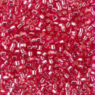 Miyuki Delica N.11 Transparente Rosado Linea plateada Duracoat (DB2154).