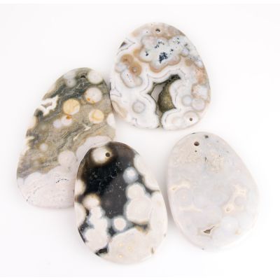 Dije Pendiente Ovalo Irregular Jasper Oceanico (Natural) 45mm. Venta por Unidad
