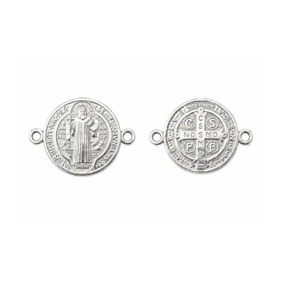 Separador Link Plata 925 Redondo Medalla San Benito 10mm. Venta por Unidad