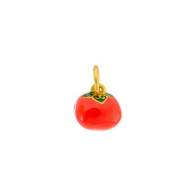 Dije Latón Dorado Calabaza Esmalte Naranja 10mm. Venta por Unidad