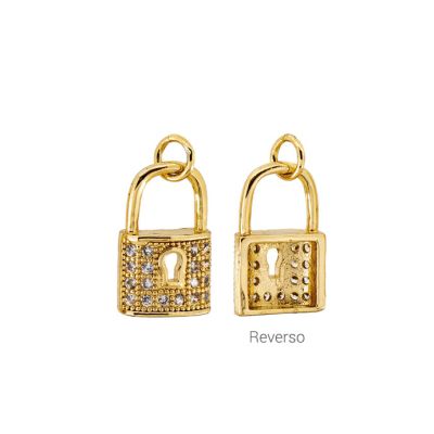 Dije Goldfilled Brasilero Candado Microzircon Pave 17mm. Venta por Unidad