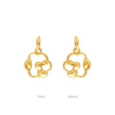 Dije Latón Dorado Mate Conejo Zanahoria 20mm. Venta por Unidad