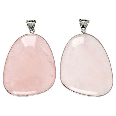 Dije Pendiente Engaste Niquelado Cuarzo Rosado Madagascar 40-60mm. Venta por unidad