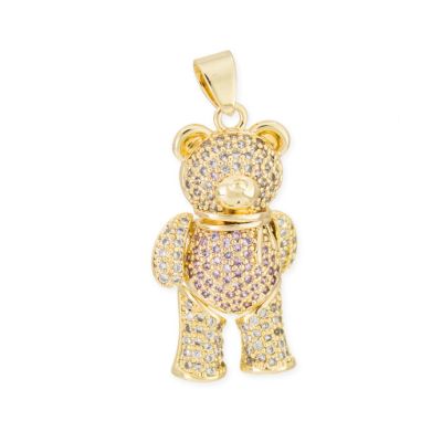 Dije Goldfilled Brasilero Oso Bufanda Microzircon Pave Escualizable 35mm Lt Rose Venta por Unidad