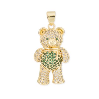 Dije Goldfilled Brasilero Oso Bufanda Microzircon Pave Escualizable 35mm Verde Venta por Unidad