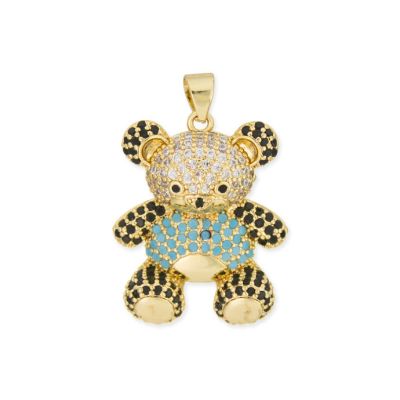 Dije Goldfilled Brasilero Oso Microzircon Pave 30mm Turquesa Venta por Unidad