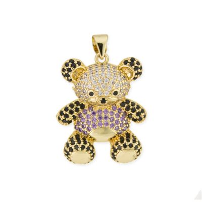 Dije Goldfilled Brasilero Oso Microzircon Pave 30mm Tanzanite Venta por Unidad