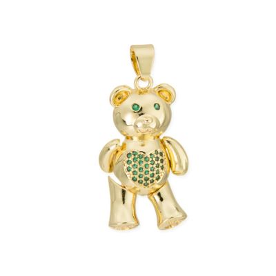 Dije Goldfilled Brasilero Oso Corazon Microzircon Pave Escualizable 35mm Verde Venta por Unidad