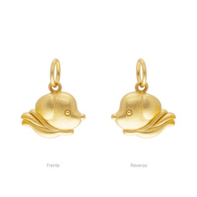 Dije Latón Dorado Mate Perro Super Heroe 20mm. Venta por Unidad