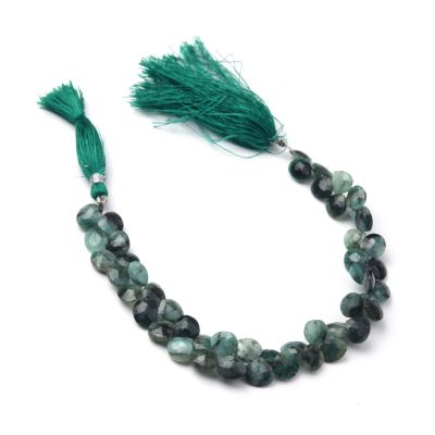 Lagrima Facetada Briolete Tallada a Mano Esmeralda Africana 8x10mm Calidad A (Natural). Sarta por 20cm