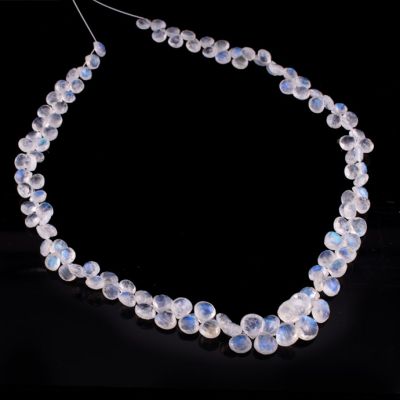 Lagrima Facetada Corazon Briolete Degrade 6 a 10mm Piedra Luna Arcoriris. Calidad AA (Natural). Sarta por 40cm