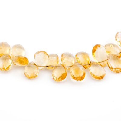 Lagrima Facetada 9x12mm Lagrima Briolete Citrino. Calidad A (Natural). Sarta por 20cm