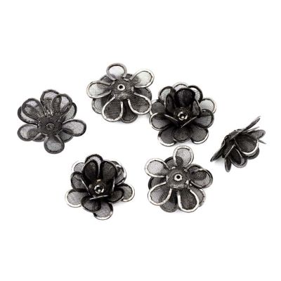 Flor Filigrana Negra CC629 20mm. Venta por 6 Unidades