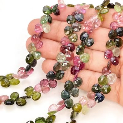 Lagrima Facetada Corazon Briolete Multi Turmalina 4-6mm Calidad B (Natural). Sarta por 20cm