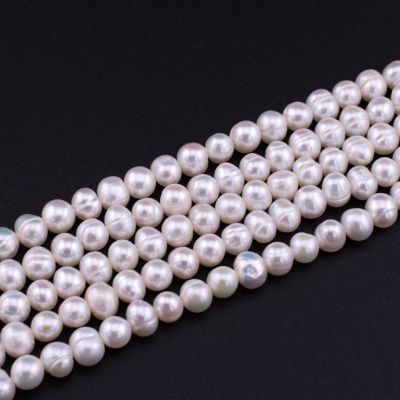 Perla Cultivada Potato irregular Blanca AB 5-6mm. Sarta por 35cm