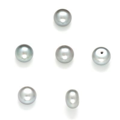 Perla Cultivada Media Perforacion Topo Boton Gris 9-9.5mm. Venta por 2 Unidades