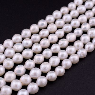 Perla Cultivada Potato Natural AB Blanca 6.5-7mm. Sarta por 38cm
