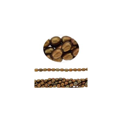 Perla Cultivada Arroz Cafe Ocre 3-4mm. Sarta por 40cm
