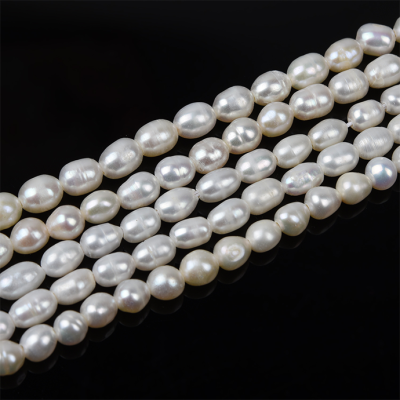Perla Cultivada Arroz irregular Blanca B 4-6mm. Sarta por 35cm Aprox
