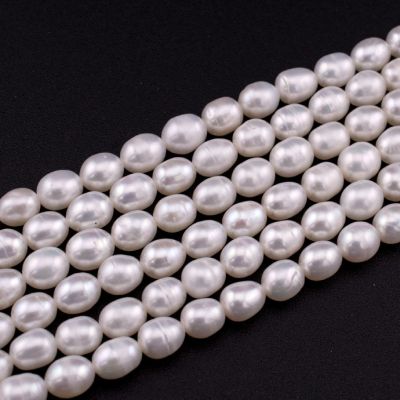 Perla Cultivada Arroz Blanca B 5-6x7-8mm. Sarta por 38cm