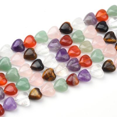 Corazon Piedras Mix Amatista Cuarzos AB 10mm. Sarta por 40cm