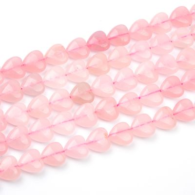 Corazon Cuarzo Rosado AB Encerado Puede Perder Su Color 12mm. Sarta por 38cm Aprox