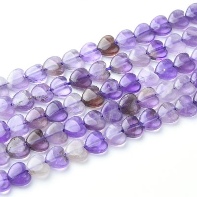 Corazon Puff Amatista B 6mm (Natural). Sarta por 38cm