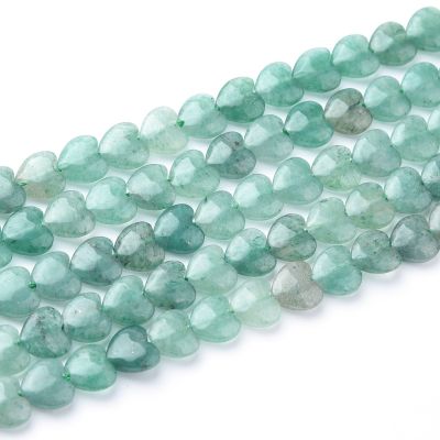 Corazon Puff Cuarzo Aventurina Verde 6mm (Natural). Sarta por 38cm