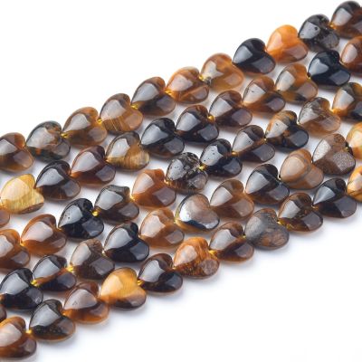 Corazon Puff Ojo de Tigre Amarilla 6mm (Natural). Sarta por Sarta por 38cm Aprox