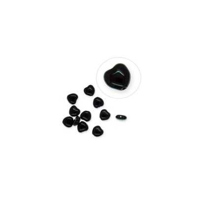 Corazon Vidrio Negro 8mm. Venta por 144 Unidades