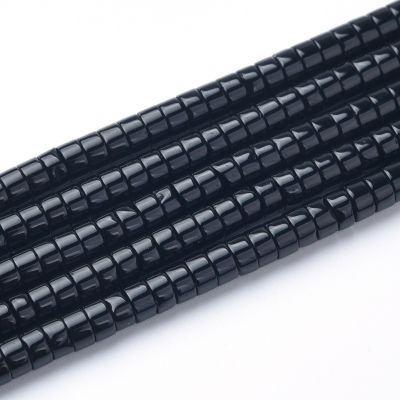 Rondela Heishi Agata Negra 4x2mm. Sarta por 38cm Aprox