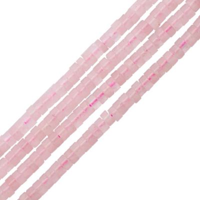 Rondela Heishi Cuarzo Rosado Natural 4x2mm. Sarta por 38cm Aprox