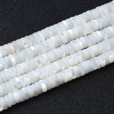 Rondela Heishe Nacar Blanco A 6x4mm (Natural). Sarta por 40cms