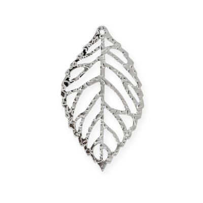 Dije Niquelado Charm Hoja 20x34mm. Venta por 6 Unidades