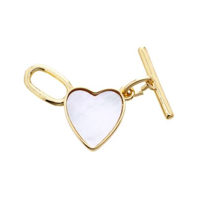Broche Dorado AAA e-coating Salvavidas Corazón Nacar K1519 21mm. Venta por Unidad
