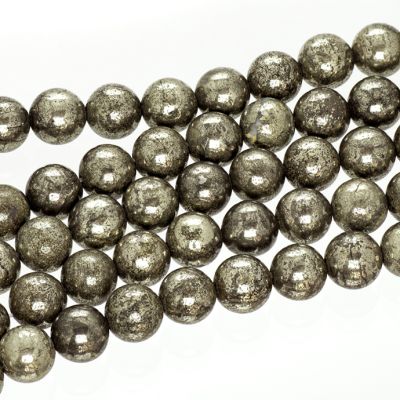 Bola Lisa Pirita 8mm (Natural Estabilizada) Grado AB. Sarta por 38cm Aprox