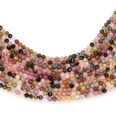 Bola Facetada Multi Turmalina BC Natural 2.5-2.7mm. Sarta por 38cm Aprox