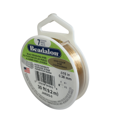 Guaya Beadalon 7 hilos 0.38mm Dorada. Venta por 9.1 Metros 30FT