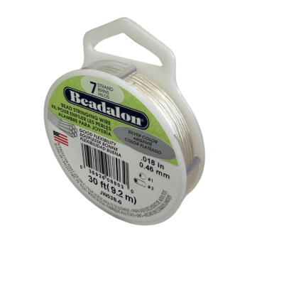 Guaya Beadalon 7 hilos Plateada 0.45mm. Venta por 9.1 Metros 30FT