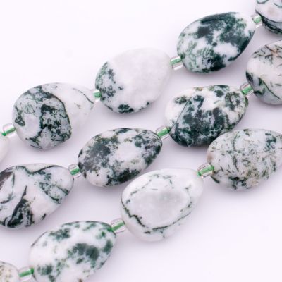 Lagrima Gota Agata Arbol 13x18mm (Natural). Sarta por 38cm Aprox