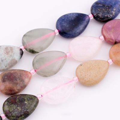 Lagrima Gota Mix Piedras 13x18mm. Sarta por 38cm Aprox
