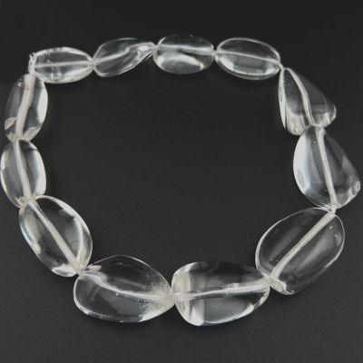 Nugget Liso Cuarzo Cristal Natural 25x35mm. Sarta por 38cm Aprox