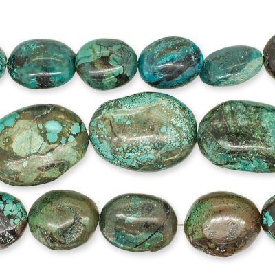 Nugget Degrade Howlite Matrix Magnesita Verde (Doble Estabilizada) 20-30mm. Sarta por 38cm