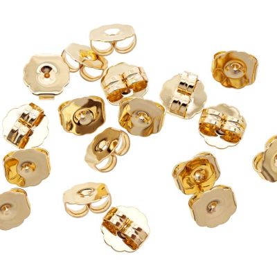 Mariposa Arete Latón Dorado AAA e-coating 10mm. Venta por 24 Unidades