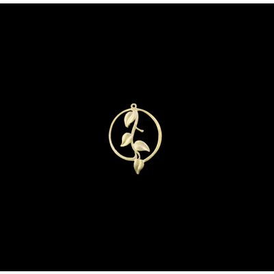 Dije Baño pre-Oro Mate Argolla 4 hojas Pin 30mm. Venta por Unidad