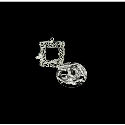 Dije Baño Plata Mate Cuadro Argolla Pin 22mm. Venta por unidad